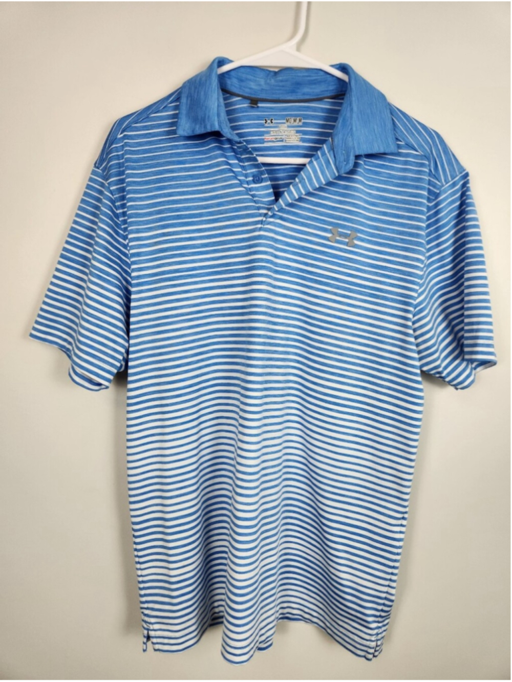 Under armour Golf Shirt Blue Sz Medium Loose Fit Relaxed Baggy Collared Polo